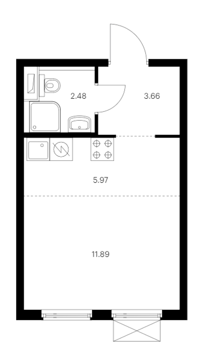 Квартира студия 24 м², 14/15 эт., ЖК «Янинский лес»